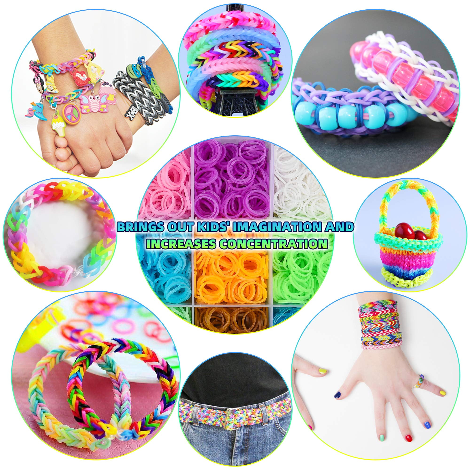 MUDO NEST 20000+Loom Bands Kit:19,000 DIY Rubber Bands Kits 38 Unique  Colors500 Clips,40 CharmsLoom Bracelet Making Kits for Kids