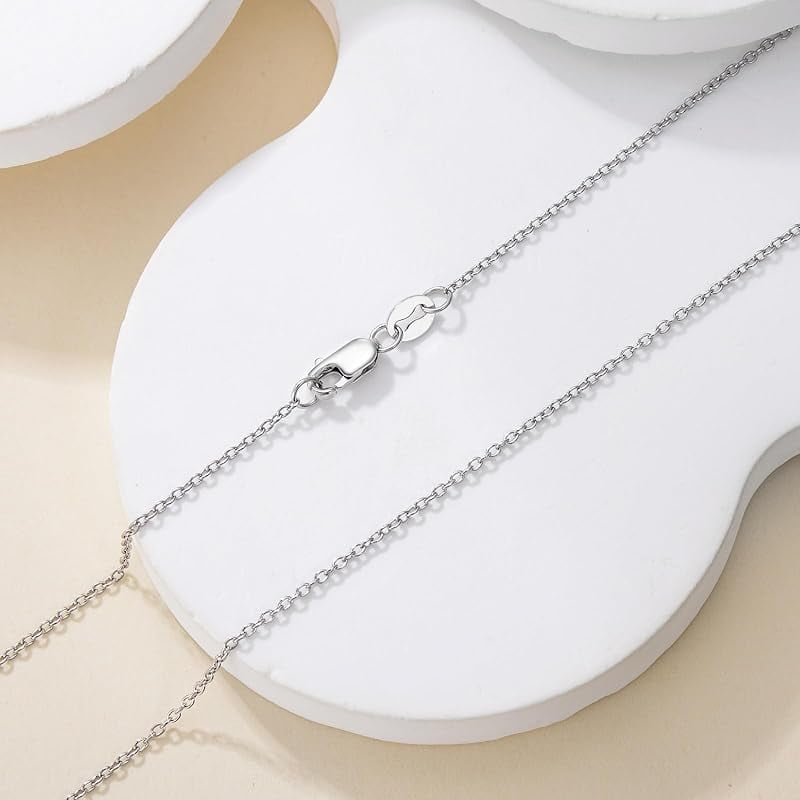925 Sterling Silver Cable Chain 1MM Italian Cable Chain Necklace for Women Men 18, 20, 22, 24, 26 Inches