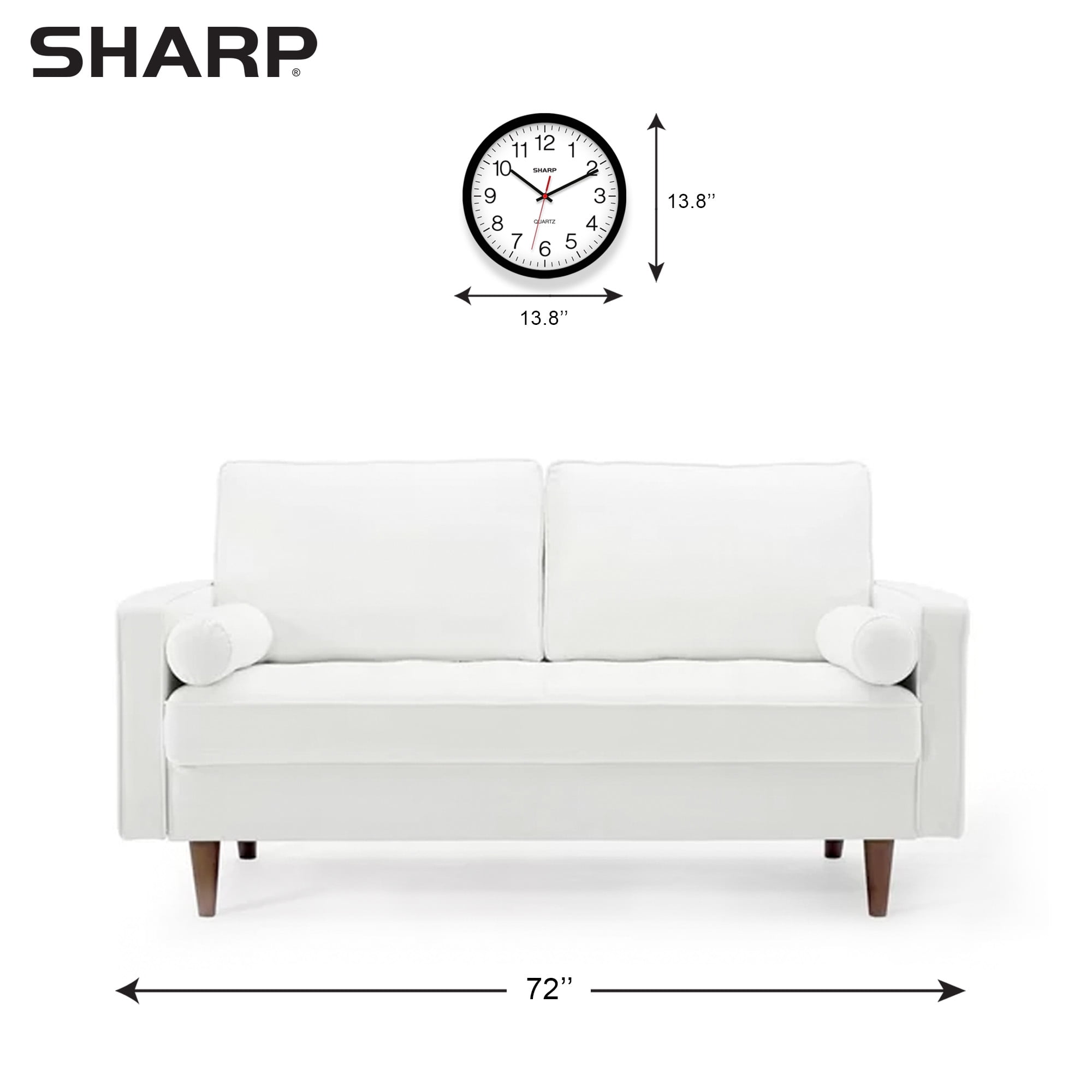 Sharp 14 Inch Silent Non Ticking Wall Clock, Quartz, Battery Operated, Round, Black