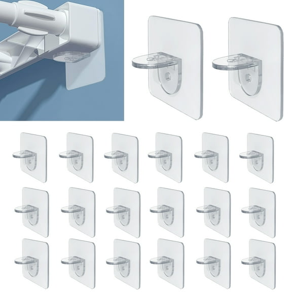 20PCS Adhesive Shelf Brackets Punch Free Shelves Clips Clear Plastic Shelf Support Peg Lightweight Sturdy Shelf Clips for Book Closet Clapboard Shelves Wardrobes