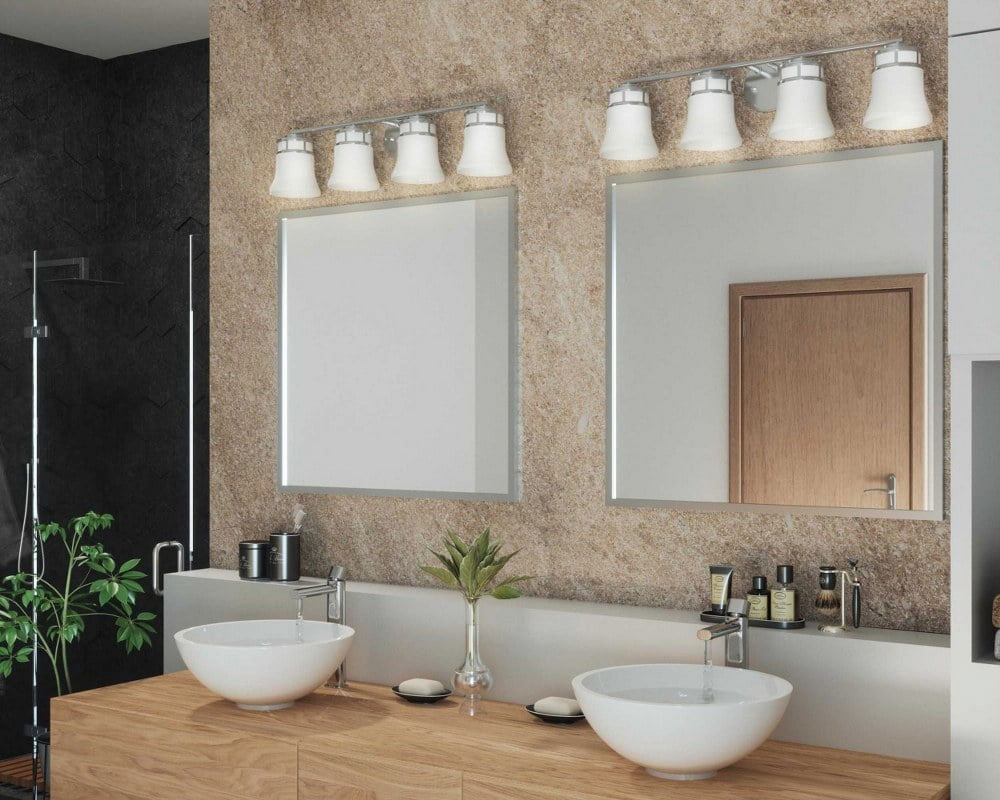 Progress Lighting Cascadia 4-Light Bath Vanity, Steel, Antique Bronze, Etched Glass Shade