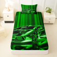 thumbnail image 3 of Castle Fairy Bright Neon Sports Car Twin Sheet Sets 3pcs for Kids, Green Glow Race Bedding for Bedroom, Green Black, 3 of 6