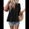 thumbnail image 1 of Blusa Holgada de Verano para Mujer, de Corta, Estilo Babydoll, con Cuello en V y Volantes de Lunares Negro M, 1 of 8