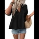 thumbnail image 1 of Blusa Holgada de Verano para Mujer, de Corta, Estilo Babydoll, con Cuello en V y Volantes de Lunares Negro L, 1 of 8