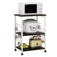 thumbnail image 3 of Zimtown 3-Tier Rolling Kitchen Microwave Cart, Baker's Rack, Microwave Oven Stand, Kitchen Storage Shelf Shelving Unit Organizer with 10 Hooks for Living Room, Home, Office, Black/White, 3 of 10