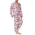 thumbnail image 2 of Salouo Lilies Flowers Print Button-Front Long Sleeve Pajama Set for Men, Soft 2Pjs Men's Long Sleeve Sleepwear-Medium, 2 of 7