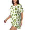thumbnail image 3 of Womens Pajama Sets With Pocket, Cute cartoon broccoli funny Lounge Sets Short Sleeve Sleepwear PJ Sets for Women, 3 of 6