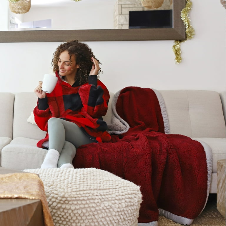 Catalonia Reversible Sherpa Throw Blanket Super Soft Fluffy