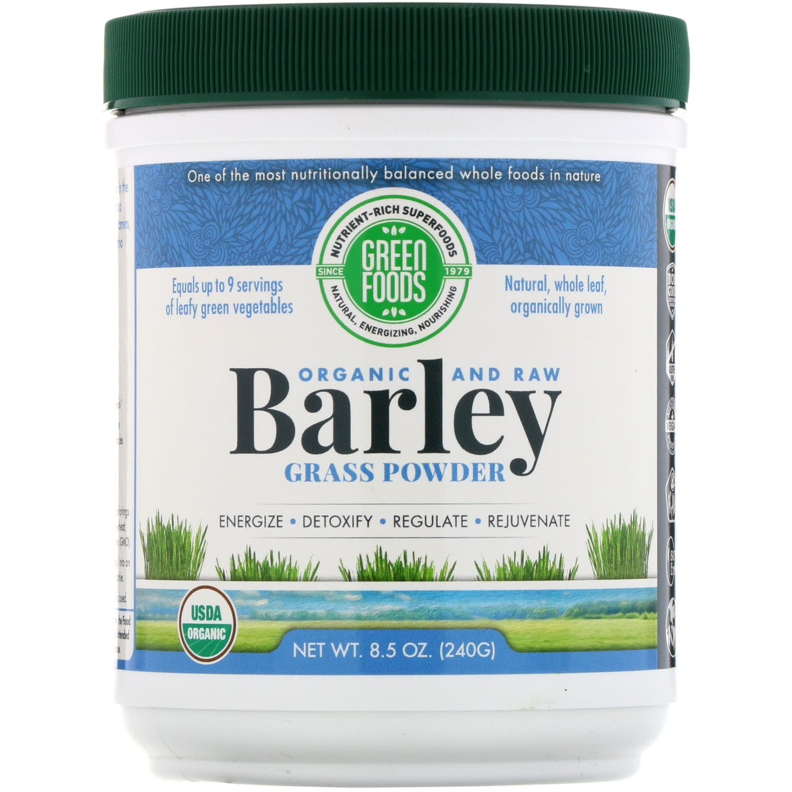 Green Foods Organic and Raw, Barley Grass Powder, 8.5 oz (240 g