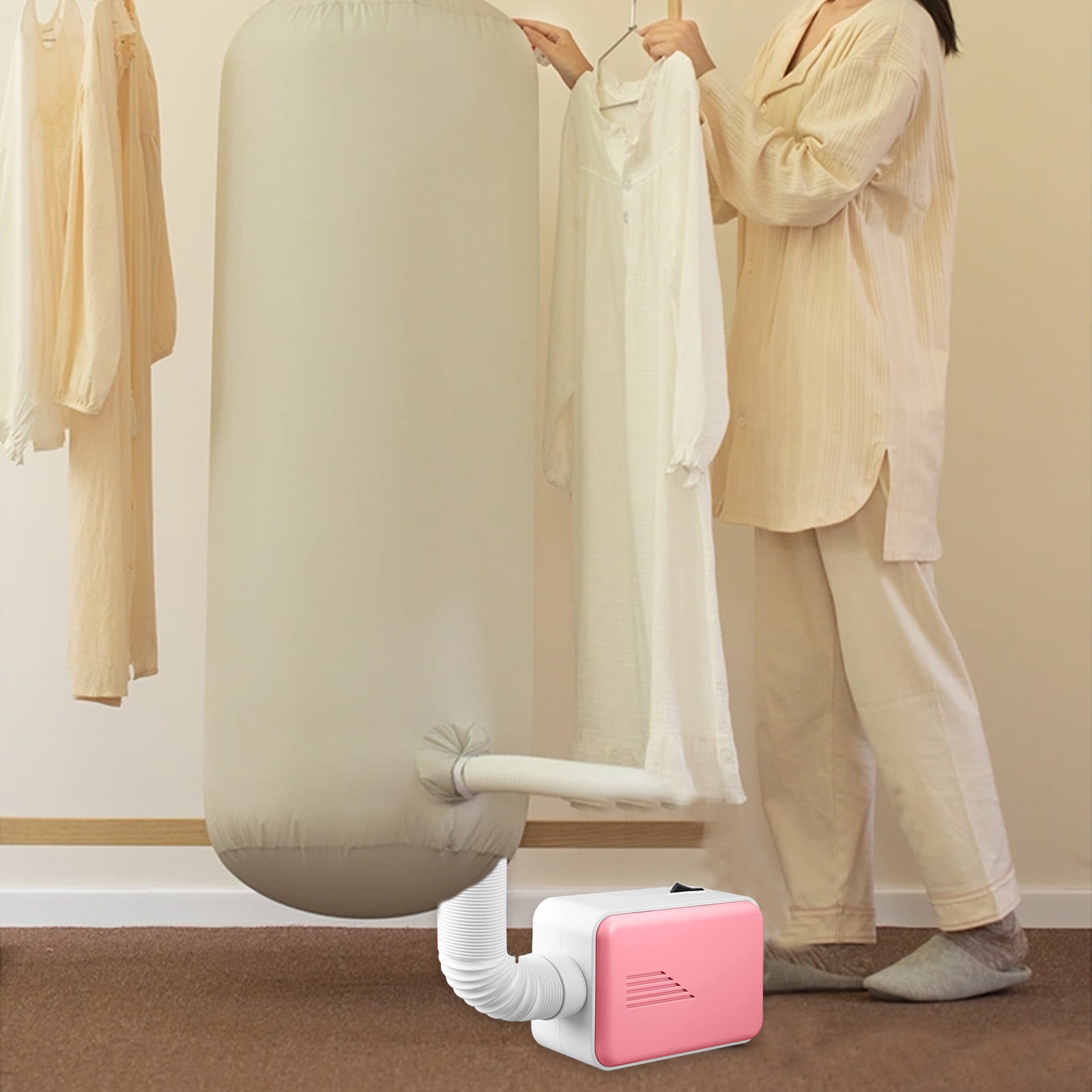 Lksixu Portable Clothes Dryer, 600W Household Small Electric Dryer Machine, Compact Travel Clothes Shoes Dryer Laundry Heater Multifunctional Pet Hair Dryer for Apartments Home Hotel RV Dorm