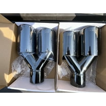 Stainless steel exhaust tips Bmw M logo Quad pipes set of 2 Gloss black