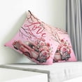 thumbnail image 3 of Valentine's Day Throw Pillow Cover Truck Full Of Rose Love Heart Branch Pink Cotton Linen Cushion Cover Throw Pillow Case with Invisible Zipper for Couch Sofa Bed Chair Car 18x18 Inch, 3 of 7