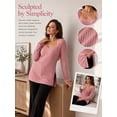 thumbnail image 5 of Cuteduck Women Plus Size Casual Ribbed Knit Blouse Fall Long Sleeve Sweater Square Neck Solid Top 1X-4X, 5 of 9