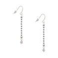 thumbnail image 2 of Delight Jewelry Silvertone Mini Light Pink Crystal Heart - Silver-tone Long Sparkle Dangle French Earrings, 2 of 4