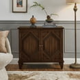 thumbnail image 2 of Jopath 33.6" Retro Wooden Sideboard Buffet Cabinet with Storage, Symmetrical Geometric Accent Display Cabinets for Kitchen Dining Living Room Entryway Hallway Walnut, 2 of 9
