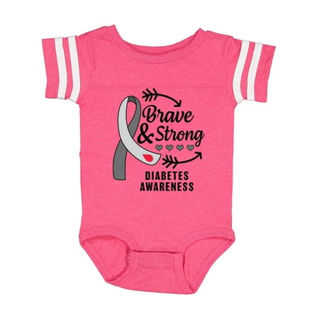 

Inktastic Diabetes Awareness Brave and Strong Gift Baby Boy or Baby Girl Bodysuit