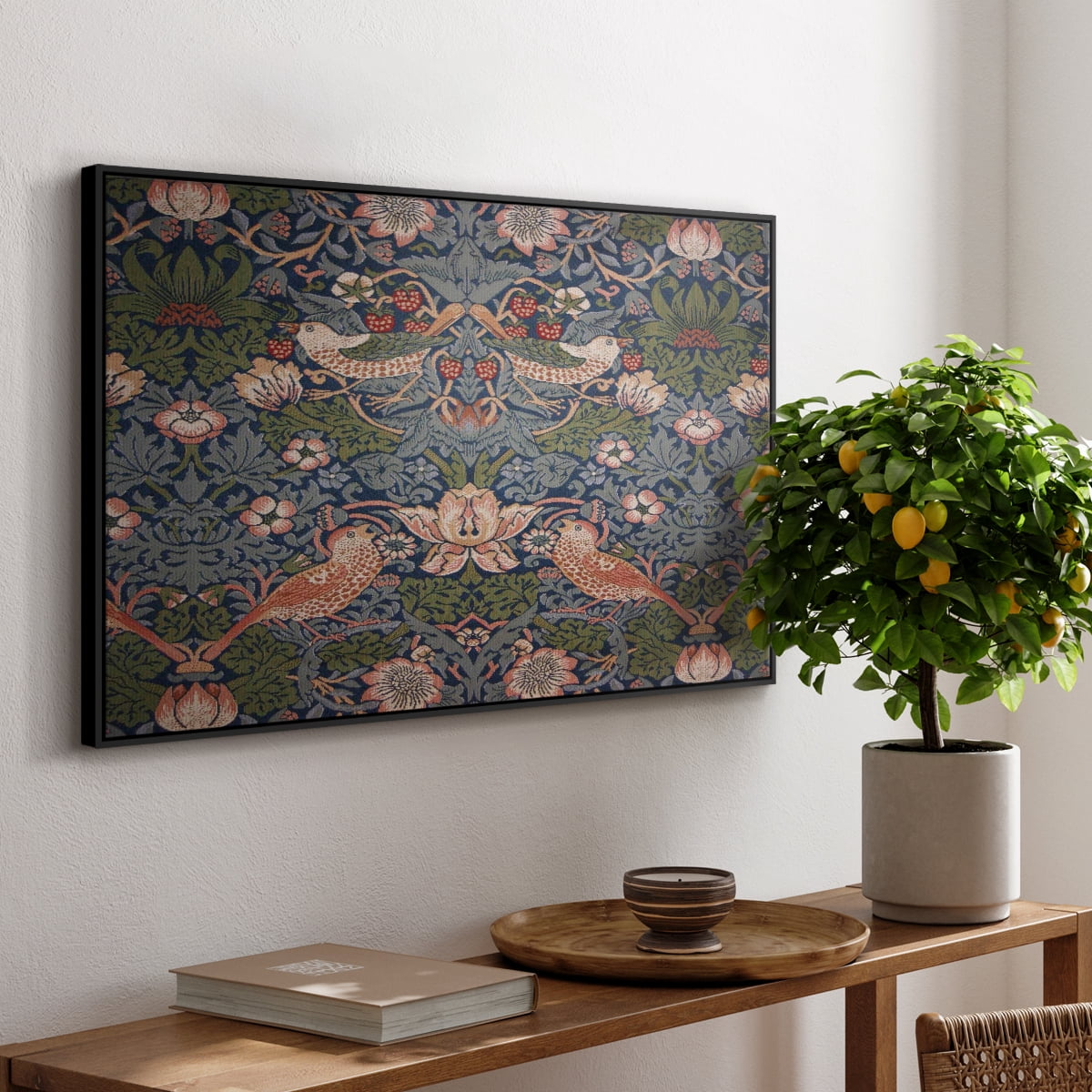 Vintage Abstract Print-LVIII Framed in Black Wood Gallery Wrapped Canvas 17 in. x 25 in.