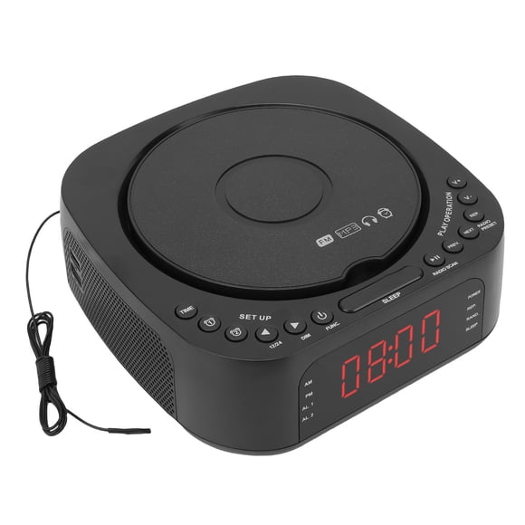 CD Player Alarm Clock, Radio CD Player with Speaker Remote Control for Bedroom, Dimmable Display Desktop USB Charging