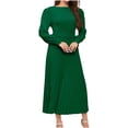 thumbnail image 1 of Yuyuzo Robe Maxi Formelle pour Femme à Manches Longues, Col Ras du Cou, Froncée, à Volants, Fluide, Couleur Unie, Robe de Cocktail avec Ceinture, 1 of 7