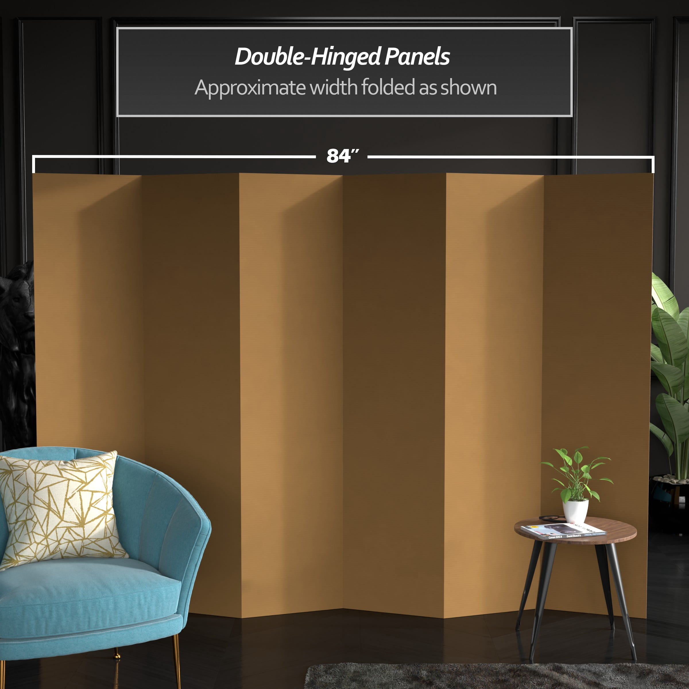 6 ft. Tall Plain Brown Cardboard Privacy Screen Room Divider - 6 Panel