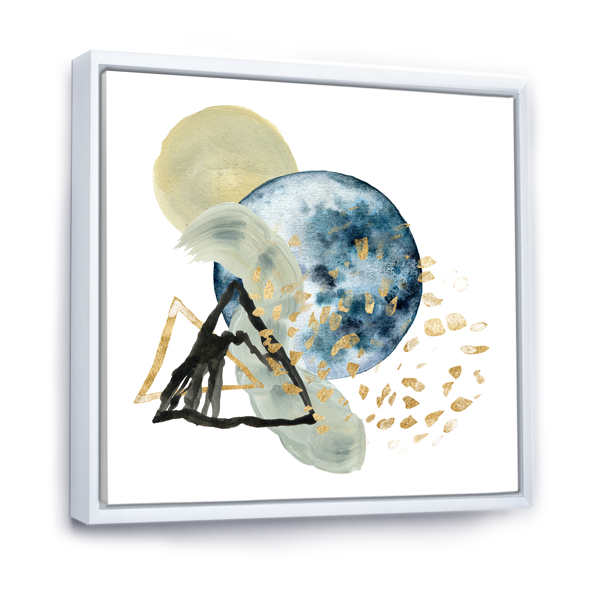 Designart 'Minimalistic Landscape of Moon With Mountains II' Modern Framed Canvas Wall Art Print