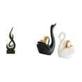 thumbnail image 1 of Escultura abstracta de fuego. Figuras de cisne. Estatua de cerámica moderna. Adorno coleccionable con detalles vívidos. Ideal para la decoración del h, 1 of 8