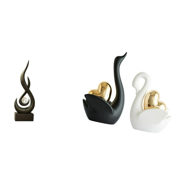 Escultura abstracta de fuego. Figuras de cisne. Estatua de cerámica moderna. Adorno coleccionable con detalles vívidos. Ideal para la decoración del h