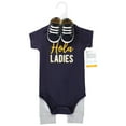 thumbnail image 2 of Hudson Baby Infant Boy Cotton Bodysuit, Pant and Shoe Set, Hola Ladies Short Sleeve, Newborn, 2 of 5
