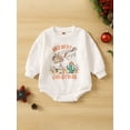 thumbnail image 2 of Baby Girls Boys Christmas Romper Letter Christmas Tree Cactus Print Round Neck Long Sleeve Jumpsuits, 2 of 9