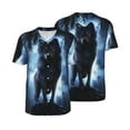thumbnail image 3 of Daiia Night Scene of Wolves Mens Baseball Jersey Button Down Shirts Short Sleeve Sports Uniforms-XX-Large, 3 of 9