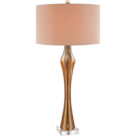 Amber Clear Crystal Table Lamps 1 Light Fixtures With Amber and Clear Finish Glass Crystal Material 16 inch Wide 100 Watts ()