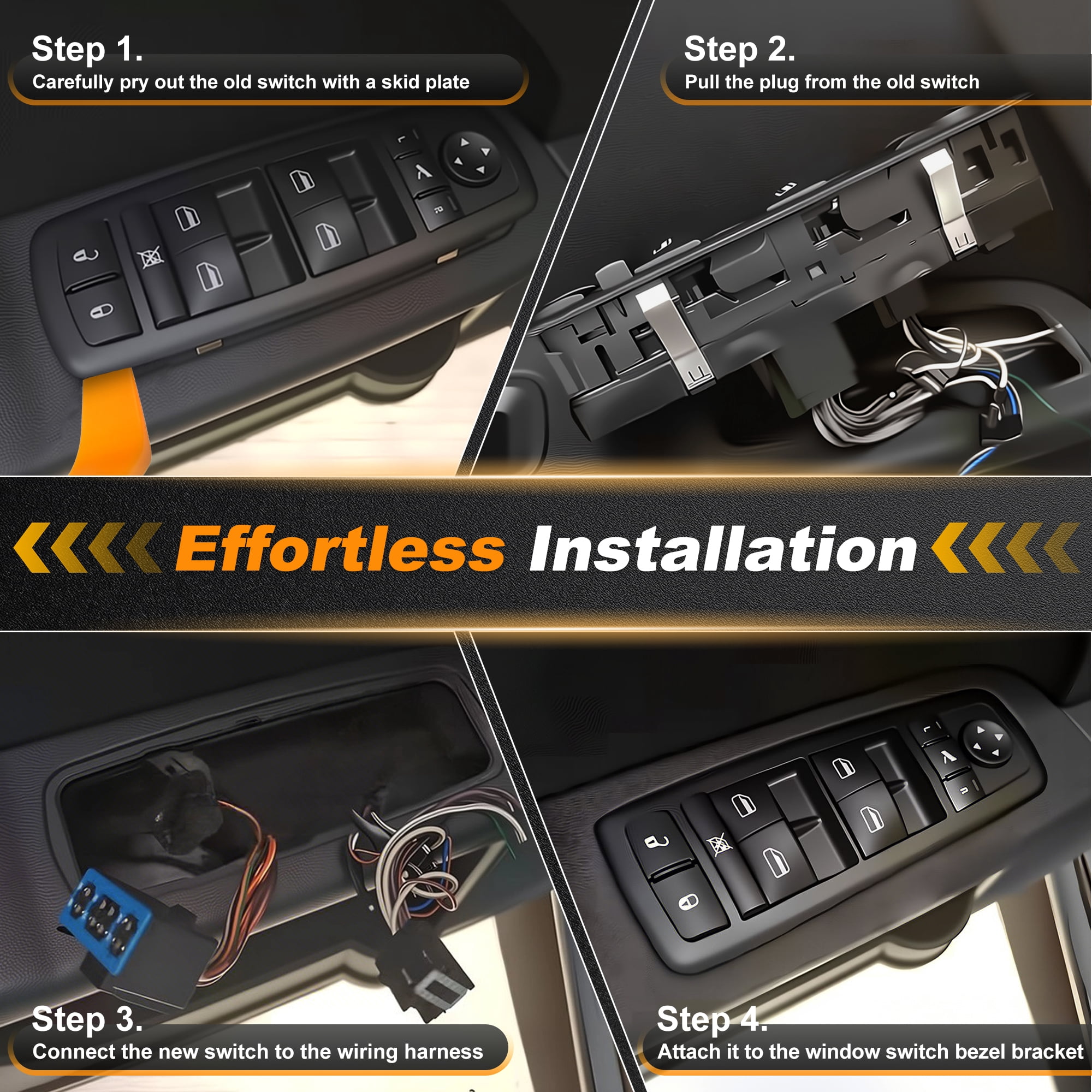 Unique Bargains Front Left Driver Side Power Window Switch for Chevrolet 2007-2009 Black