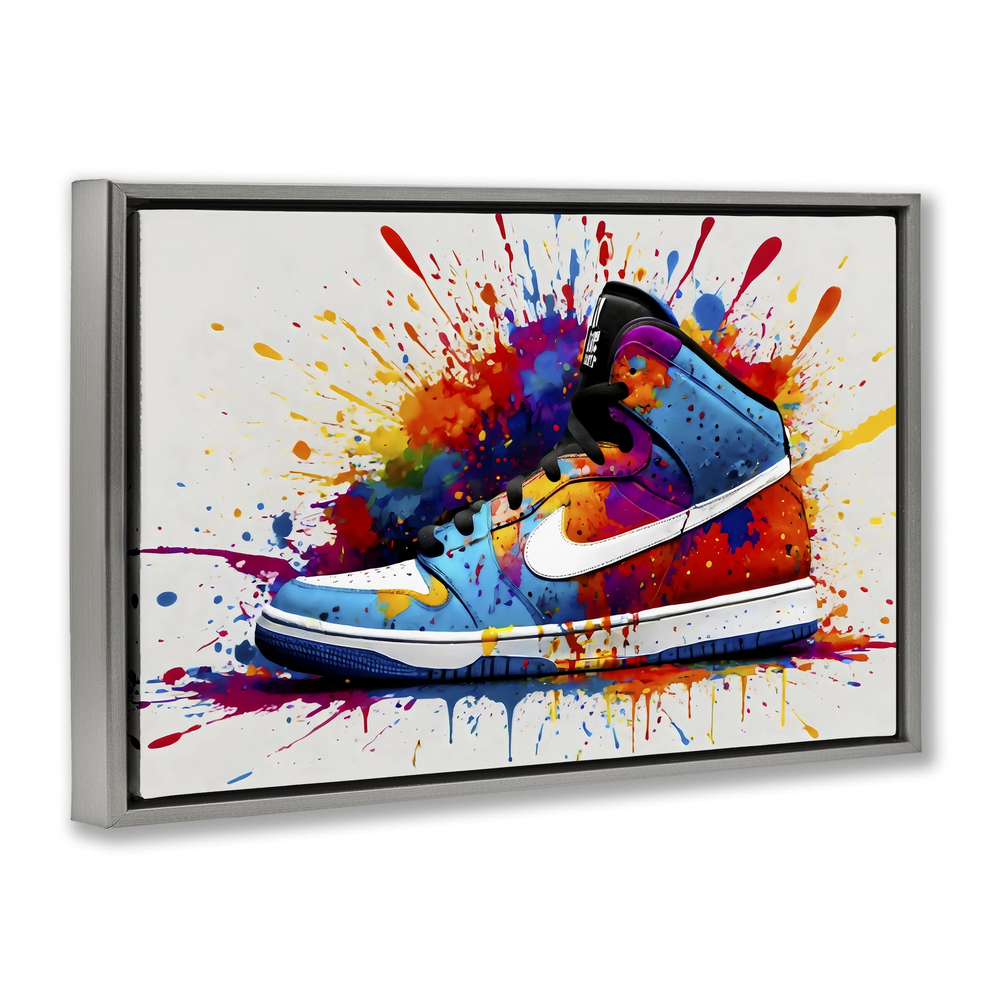 Stupell Industries Centric Sneaker Splash Gray Framed Floater Canvas Wall Art, design by Creative Studio