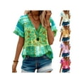 thumbnail image 3 of Gvmfive Womens Casual Boho Short Sleeve Tops V Neck Printed Casual Blouse T-Shirt, 3 of 5