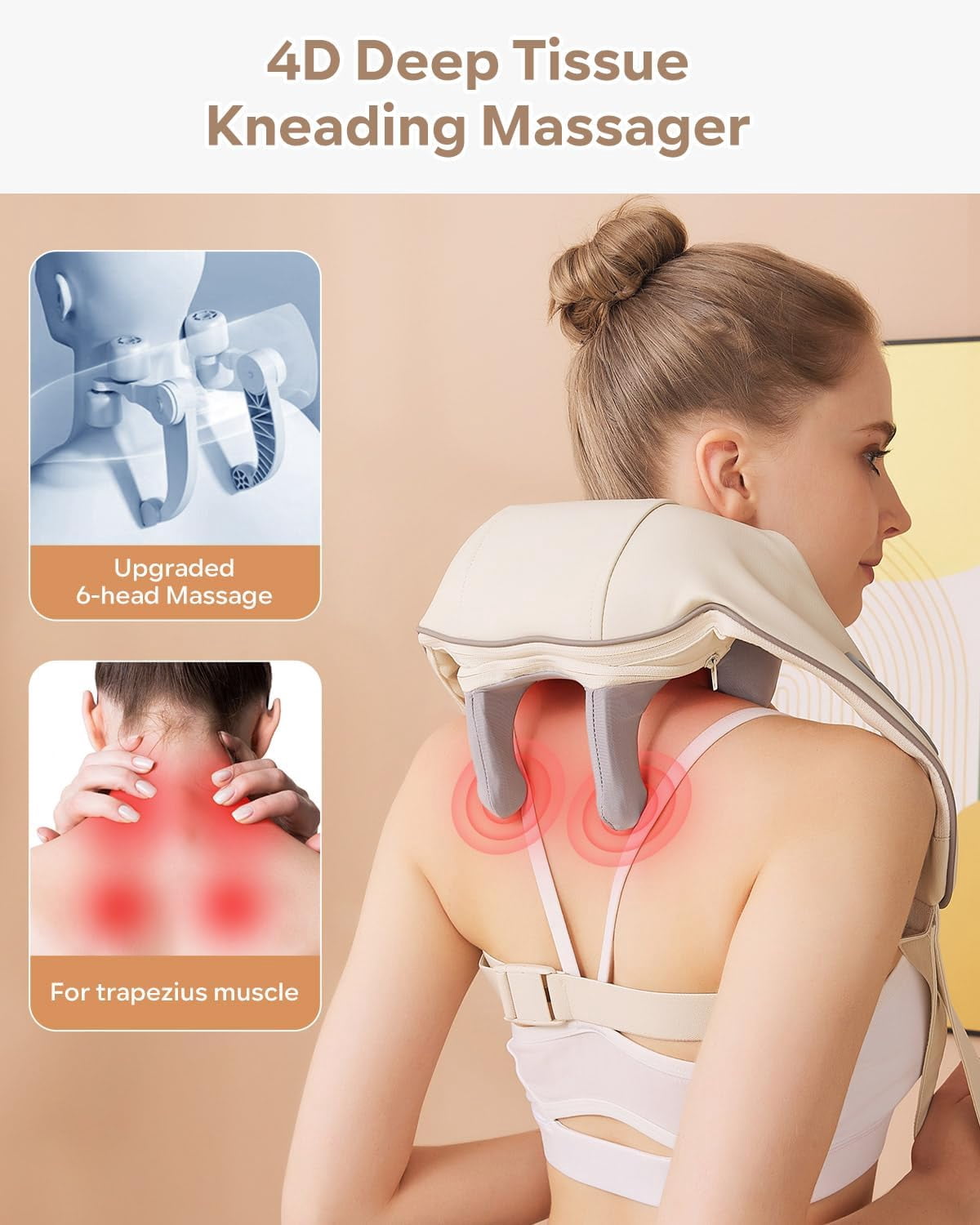 SAVIOR Neck Shoulder Back Massager with Heat, 2-in-1 Shiatsu Massagers for Deep Tissue Pain Relief, 4D Kneading Massager Gifts for Women Men Mom Dad
