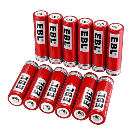 EBL 12-Pack 14500 Battery 3.7V 800mAh Li-ion Rechargeable Batteries For LED Flashlight