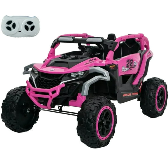 iRerts 12V Powered Ride on Toys UTV, Kids Ride on Cars with Remote Control, Bluetooth, Music, LED Lights, 4 Wheels Suspension, Kids Cars Electric Vehicles for Boys Girls Ages 3-6 Gifts, Magenta