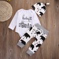 thumbnail image 5 of 3Pcs Baby Boys Clothes Bear Letter Long Sleeve Romepr+Pants Leggings +Hat Suit Newborn Outfits Set, 5 of 9