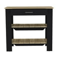 thumbnail image 6 of 40" Dozza Kitchen Island Cart with Drawer &amp; 2 Shelves | Light Oak &amp; Black Wengue Particle Board | Spacious Countertop for Home &amp; Apartment Kitchens, 6 of 7