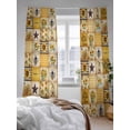 thumbnail image 3 of Farmhouse Sheer Curtains 2 Panels Set Sunflower Gnome Bee Star Yellow Buffalo Plaid Patchwork Lihgt Filtering Rod Pocket Voile Drape, Semi Sheer Window Curtains for Bedroom Living Room, 52"x96", 3 of 5