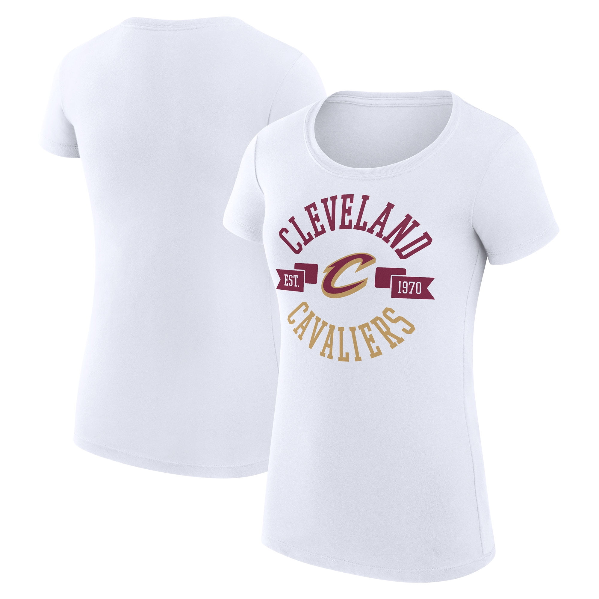 Women's G-III 4Her by Carl Banks White Cleveland Cavaliers Super-Slim Fit Lightweight Large City Logo T-Shirt