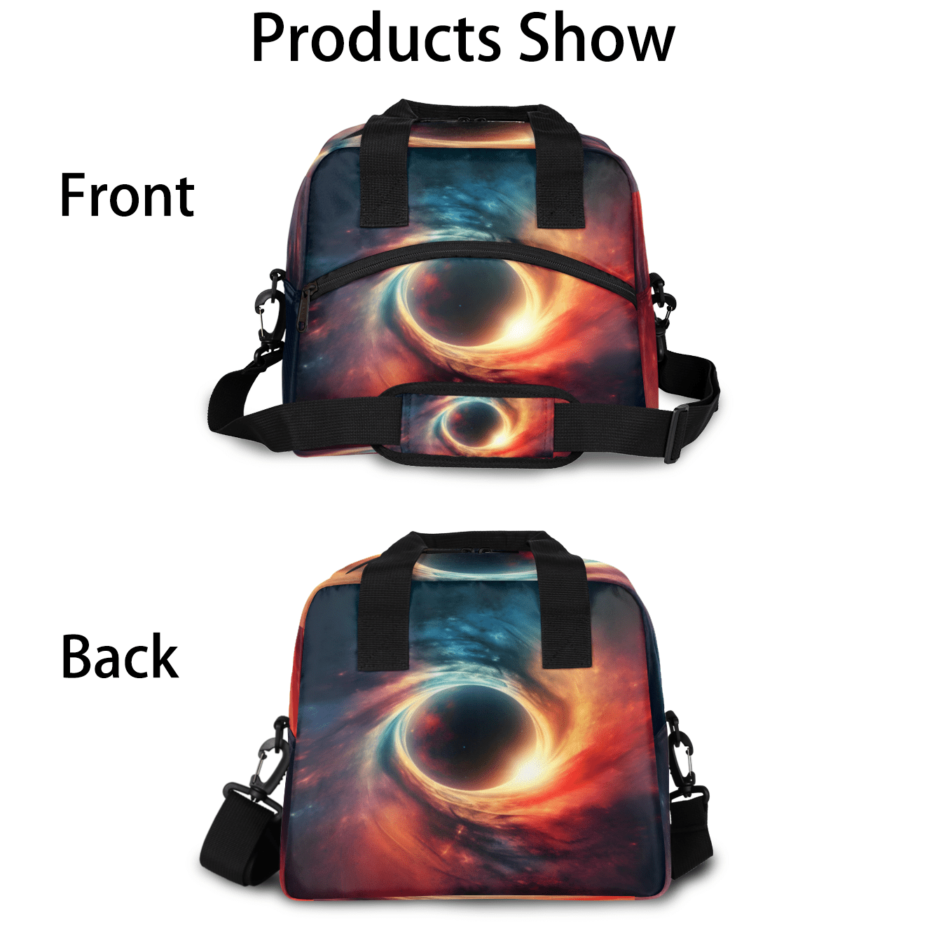 Herdesigns Galaxy Insulated Lunch Bag for Women Men Adults Large Reusable Lunch Box Planets Universe Space Leakproof Cooler Tote Bags with Adjustable Shoulder Strap