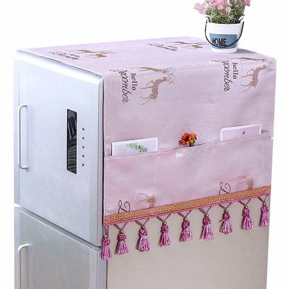 AUQ Fridge Dust Cover,Easy to Clean Refrigerators Cover,Perfect Protection Washing Machine Top Cover,Pink
