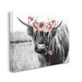 thumbnail image 3 of Stupell Industries Layered Floral Design Longhorn Cattle Monochrome Canvas Wall Art, 20 x 16, Design by Amy Brinkman, 3 of 5