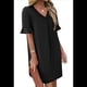 thumbnail image 3 of Vestidos de Verano para Mujer, Vestido Informal con Cuello en V, Corta y Volantes, con Bolsillos, Negro, Talla M, 3 of 8