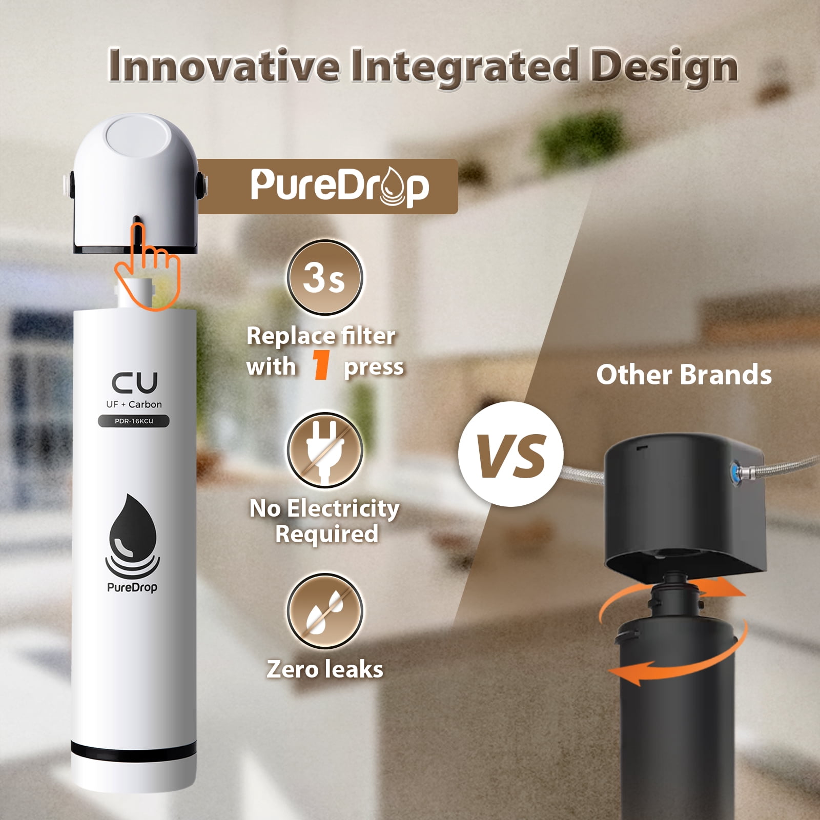 PureDrop PDR-16KCU 0.01 μm Ultra Filtration Under Sink Water Filter, High Capacity Under Sink Composite Filtration System, Reduces Lead Chlorine, Bad Taste & Odor, 16K Gallons