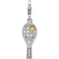 thumbnail image 1 of Sterling Silver Ss Amore La Vita Rh-Plated Gold-Plated Cz 3-D Tennis Racquet Charm (Width 8.25) (Length 32) - Jbsp, 1 of 5