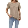 thumbnail image 2 of YHAJDS Lace Tops for Women Blouses Dressy Casual Short Sleeve Round Neck Spring Summer Shirt, 2 of 5