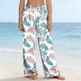 thumbnail image 4 of MYAOYI Women's Loose Flowy Palazzo Pants, Tropical Palm Print Elastic High Waist Casual Trousers, 4 of 7