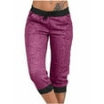 thumbnail image 2 of Jsaierl Capri Pants for Women Stretch Drawstring Mid Waisted Capris with Pockets Plus Size Casual Pants Solid Color Loose Fit Capris, 2 of 7
